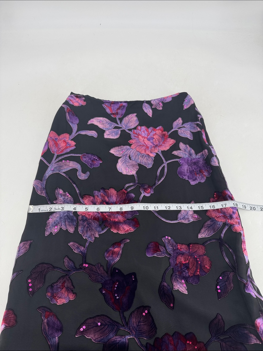St. John Kelly and Diane Vintage 90s Whimsigoth Fairy Burnout Velvet Silk Skirt - Picture 14 of 16